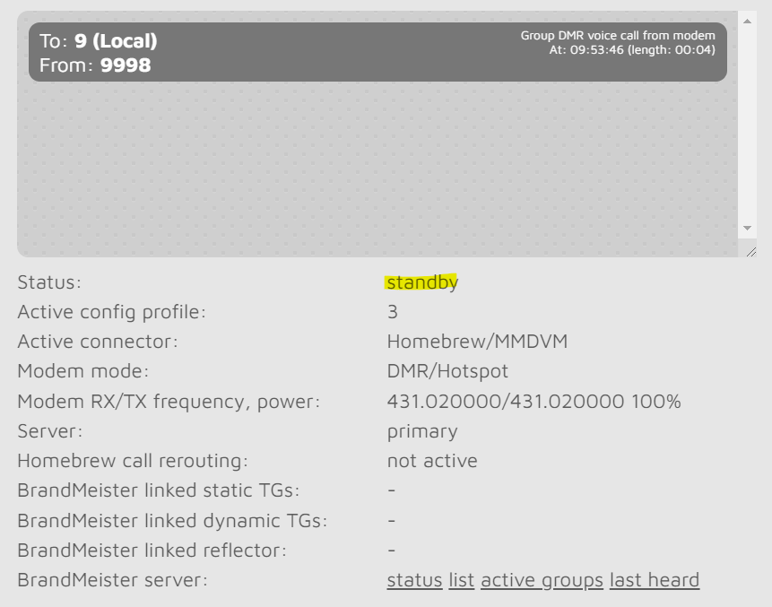 Status Screen